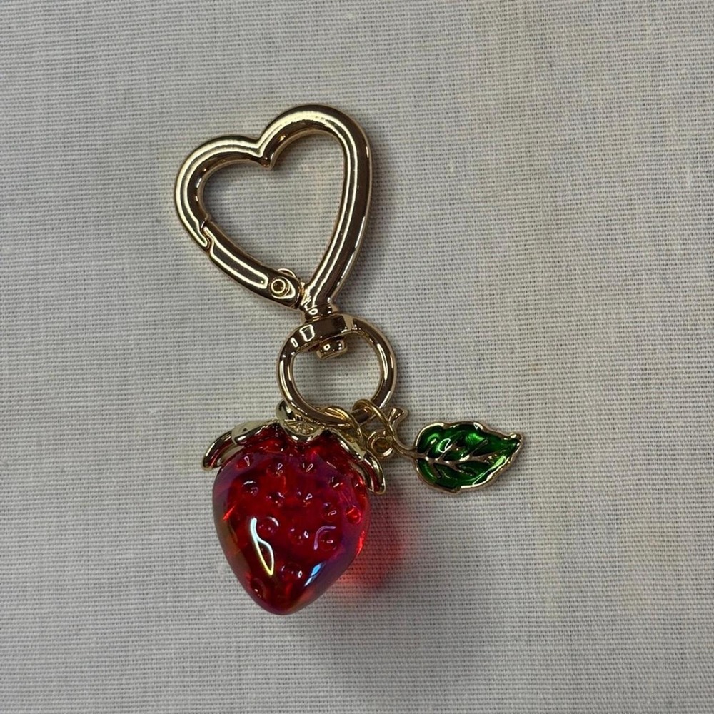 Glittery Strawberry Bag Charm Key Chain NEW